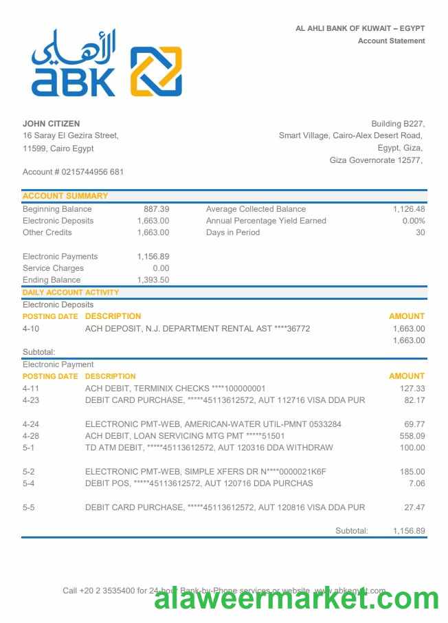 Egypt Al Ahli Bank of Kuwait excel
